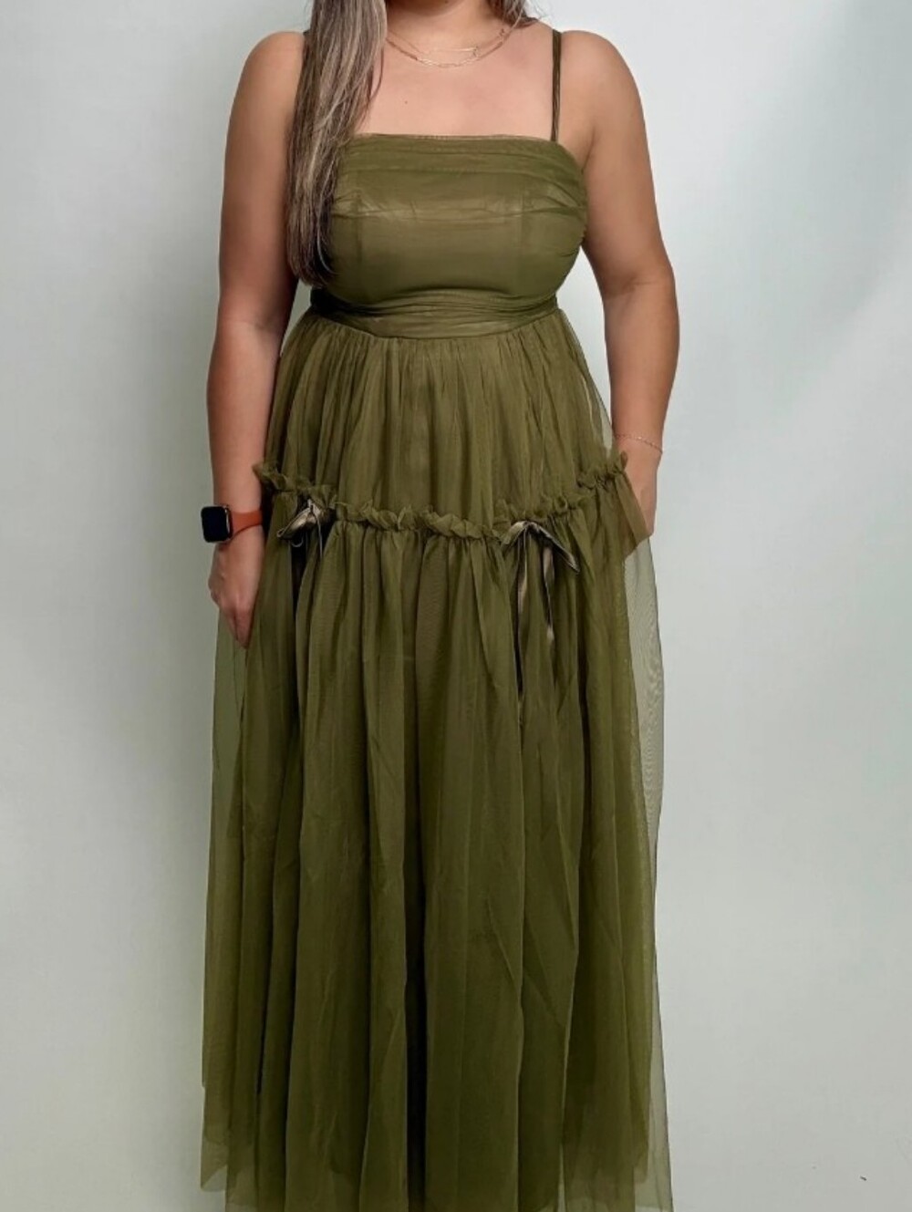 Listicle Strapless Olive Dress